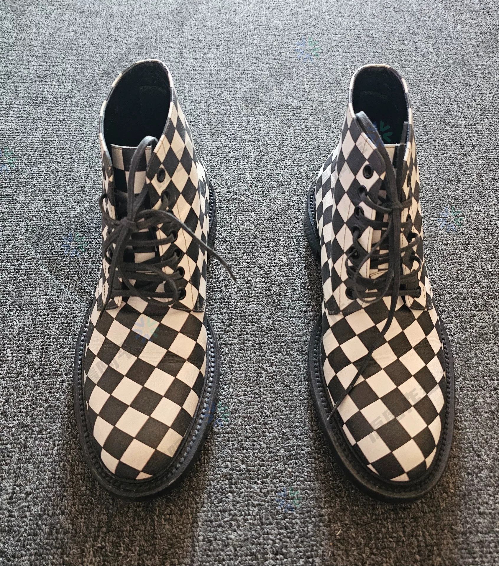 Saint Laurent Paris black and white checkered boots Size US 10 / EU 43 - 1 Preview