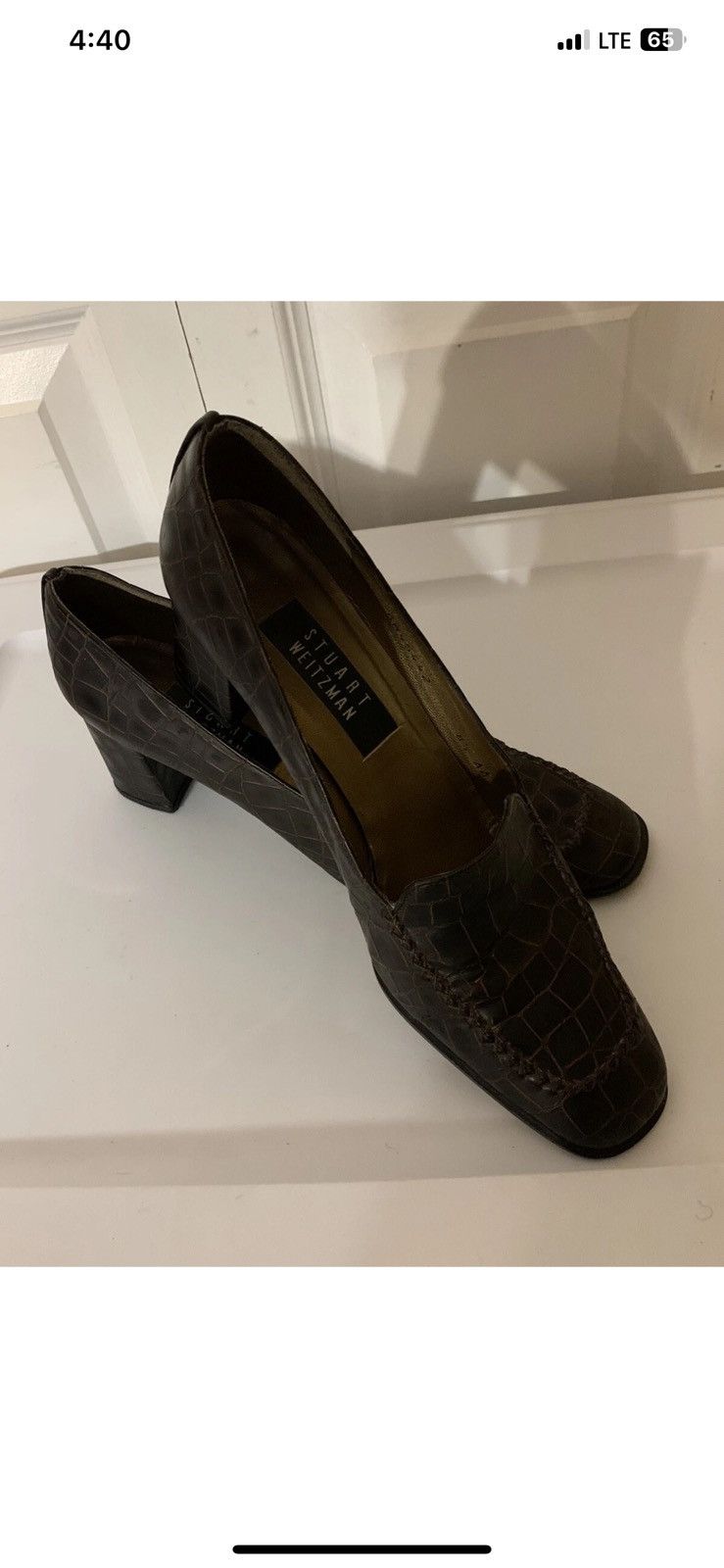Stuart Weitzman Stuart weitzman womens sz 8.5AA croc print chocolate heels Size US 8.5 / IT 38.5 - 2 Thumbnail