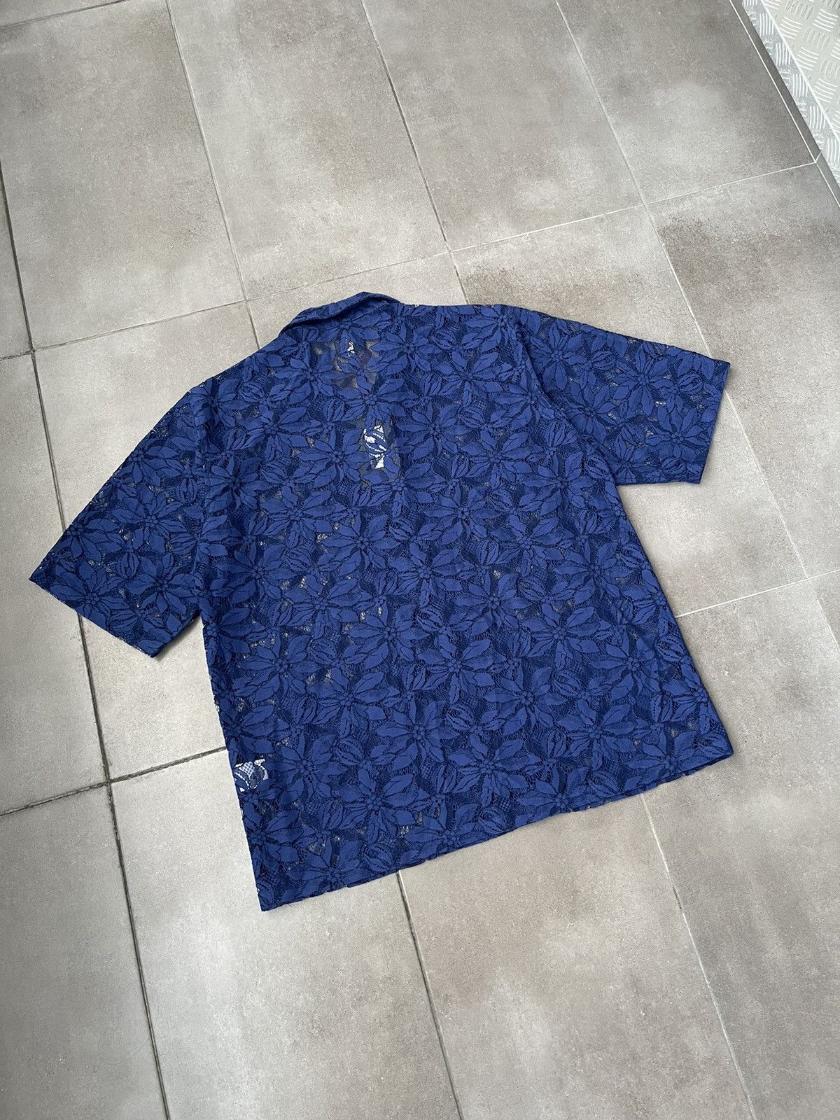 Needles !DS! SS23 Needles Cabana Lace Navy Short Sleeve Shirt Size US L / EU 52-54 / 3 - 16 Thumbnail
