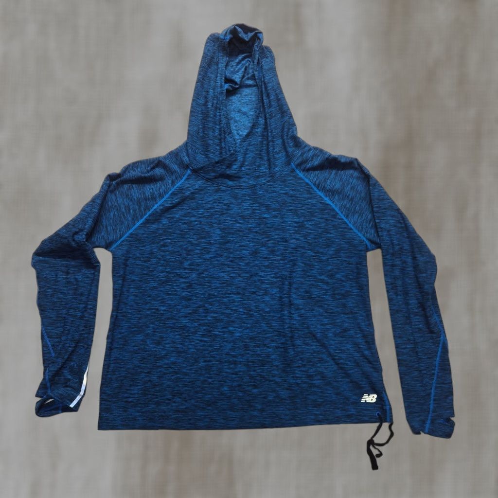New Balance New Balance Dry Hoodie Women L Blue Kangaroo Pocket Thumb Hole Mock Neck Pullover Jacket, Activewear, Sports, Casual, All Seasons Size L / US 10 / IT 46 - 1 Thumbnail