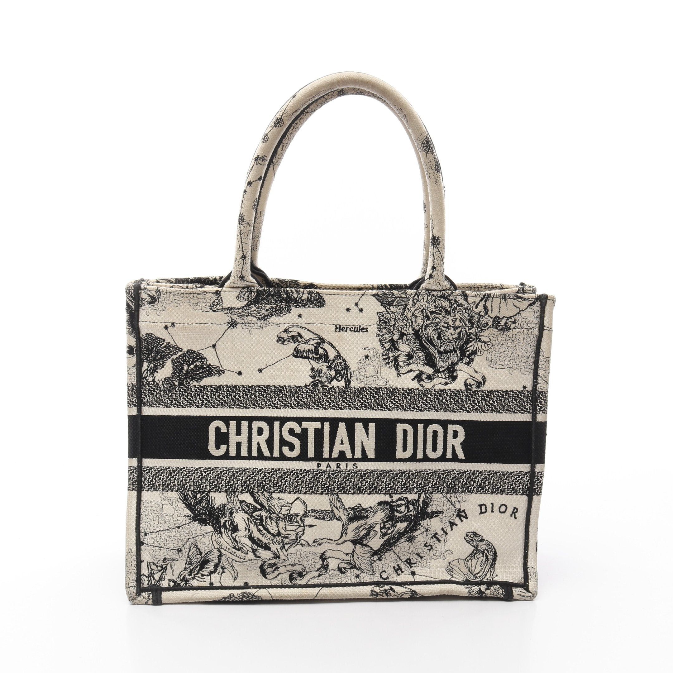 Dior Dior Book Tote Dior Zodiac Medium Handbag Bag Canvas Off White Black Size ONE SIZE - 1 Thumbnail