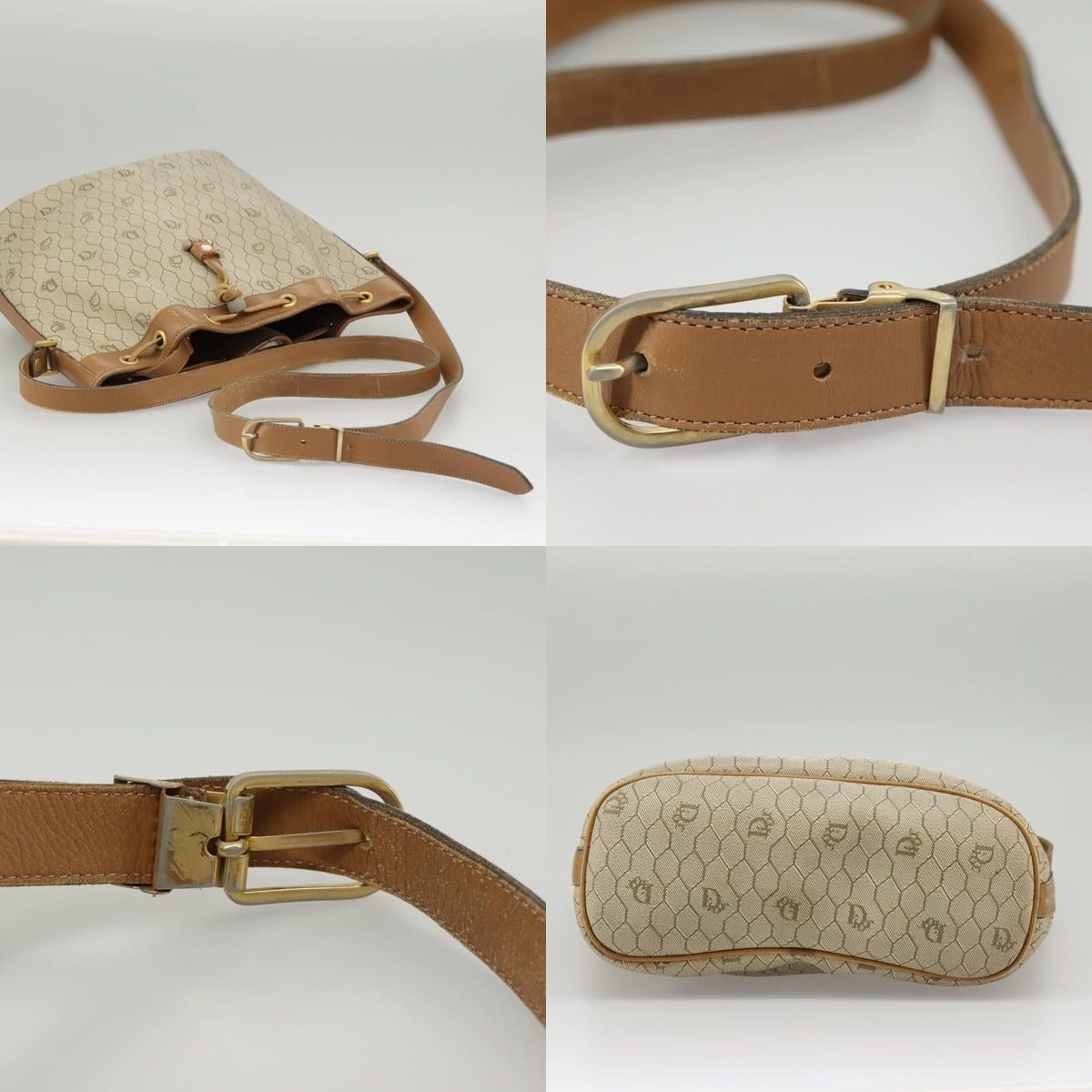Dior DIOR Honeycomb Canvas Shoulder Bag Pvc Leather Beige Gold Size ONE SIZE - 10 Thumbnail