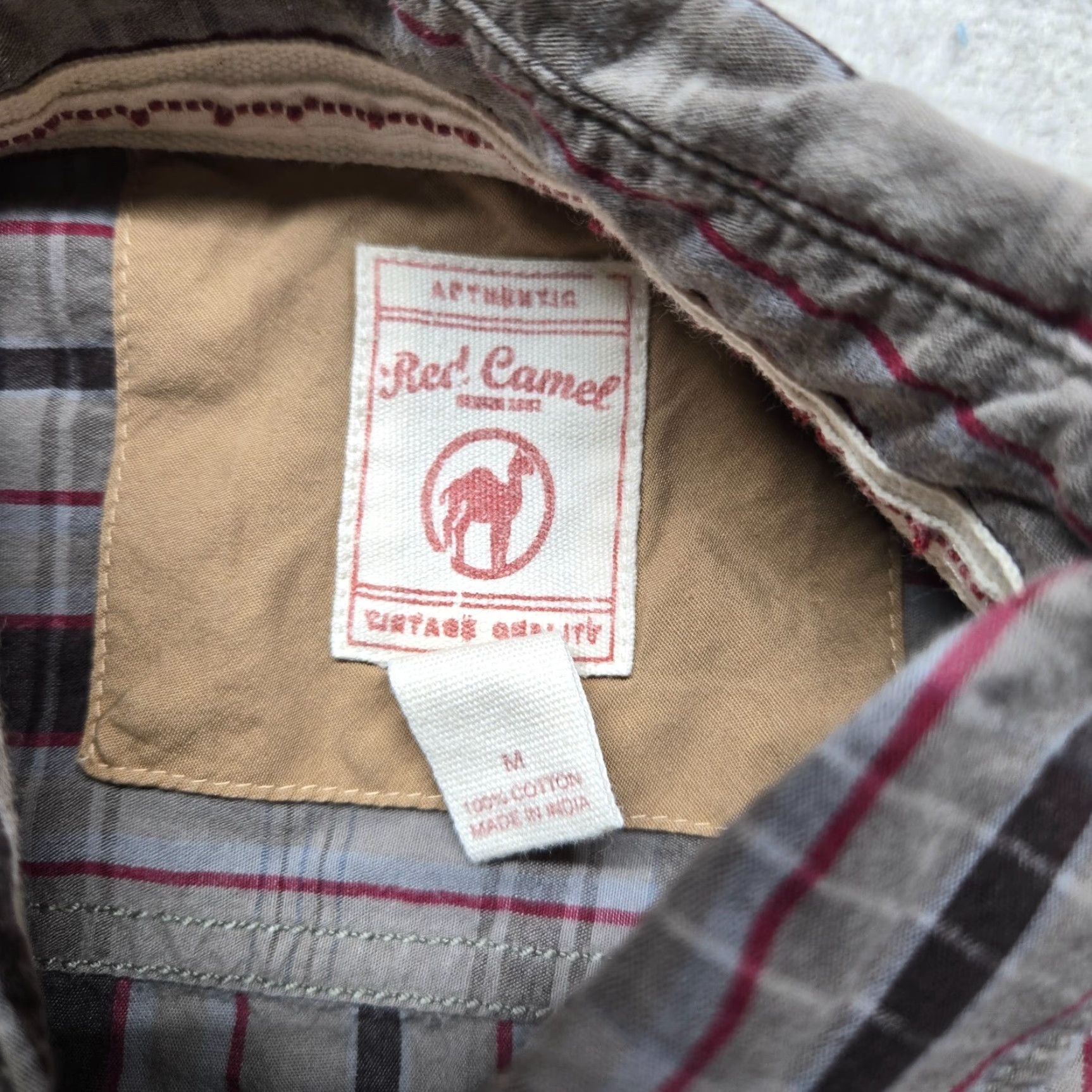 Camel Red Camel Shirt Mens M Medium Button-Up Plaid Long Sleeve Cotton Red Camel Regular Fit Casual, Workwear, Business, Travel - Mens Size US M / EU 48-50 / 2 - 3 Thumbnail