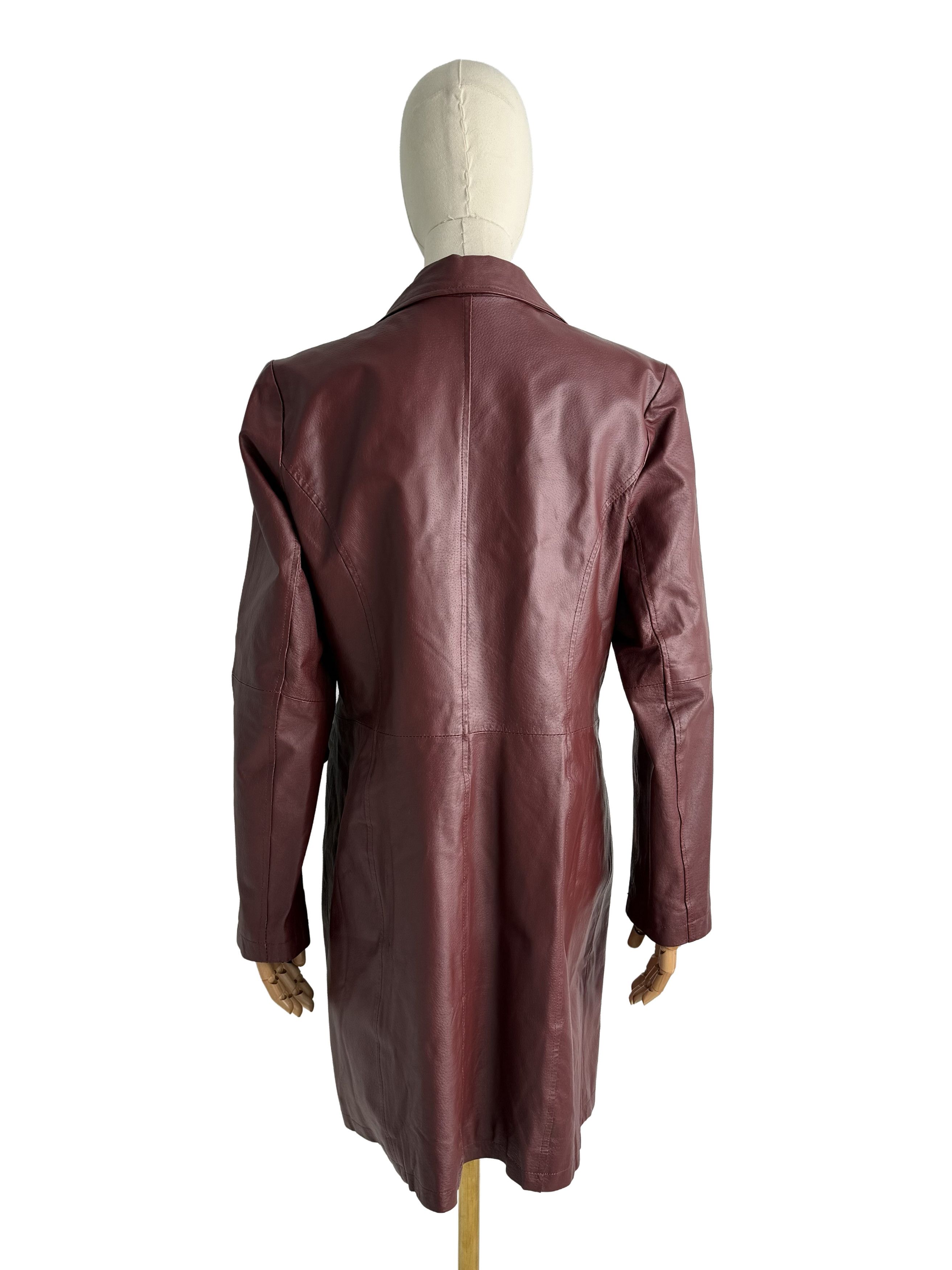 Vintage Vintage Leather Coat Button Front Tailored Long Blazer Size L / US 10 / IT 46 - 4 Thumbnail