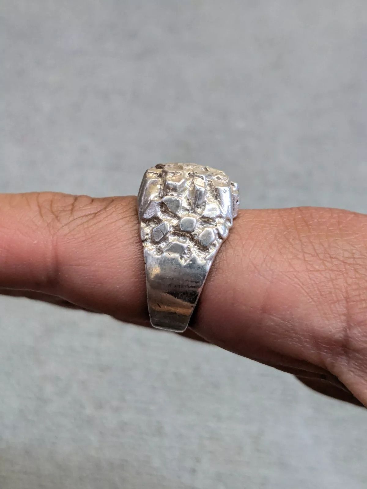 Jewelry Vintage Sterling Silver Nugget 11 Modern Brutalist Dome Size ONE SIZE - 15 Thumbnail