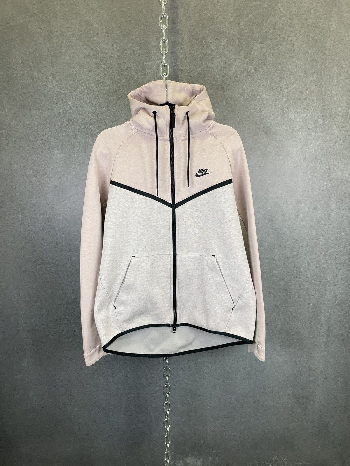 image of Nike Tech Fleece Windrunner Zip Hoodie Pink Oxford Size L, Men's