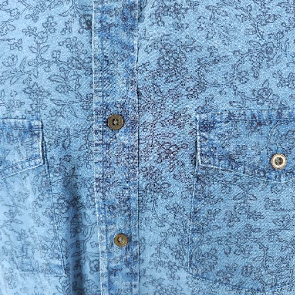 Mossimo Mossimo Floral Shirt Mens Medium Blue Flowers All Over Print Roll Sleeves Size US M / EU 48-50 / 2 - 3 Thumbnail