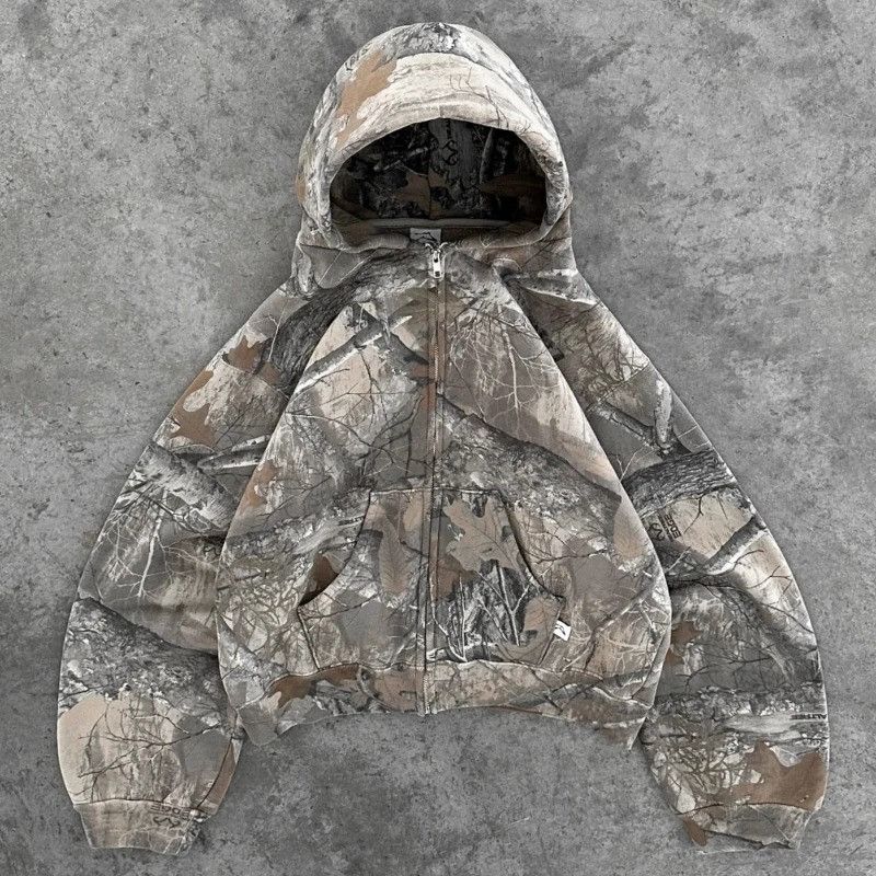 Retro Streetwear Zip Up Hoodie