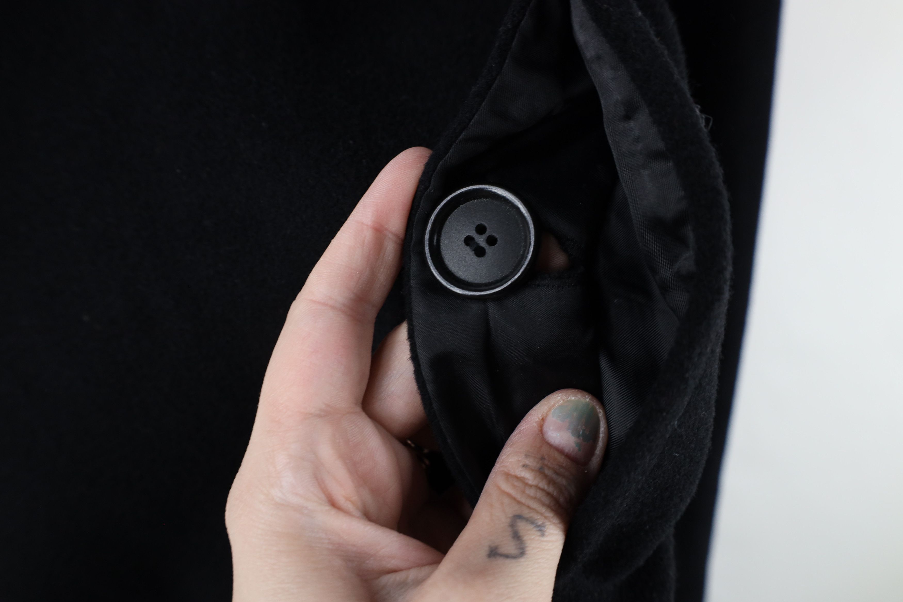 Vintage Vintage 90s Streetwear Collared Button Overcoat Jacket Black Size US XL / EU 56 / 4 - 9 Thumbnail