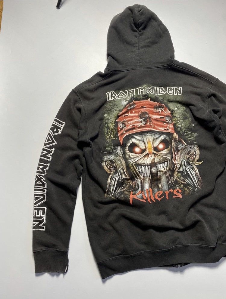 Band Tees × Iron Maiden × Vintage Vintage Iron Maiden distressed sun faded zipper zip hoodie Size US XL / EU 56 / 4 - 2 Thumbnail