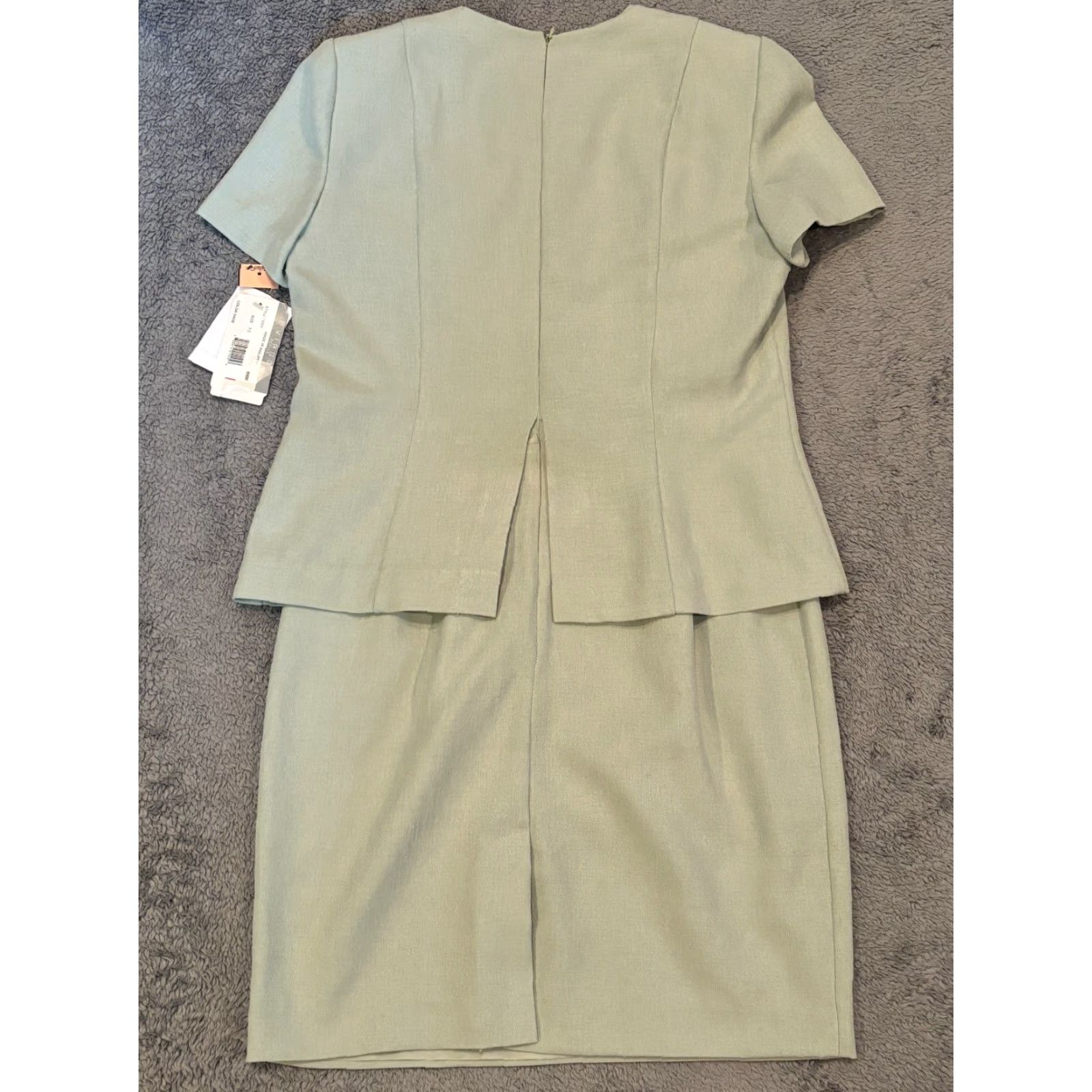 Vintage VIRGO Dress Womens 10P Jacketed Sage Green Petite Button Front Formal Dress, Jacket Style, 3/4? Size L / US 10 / IT 46 - 7 Thumbnail