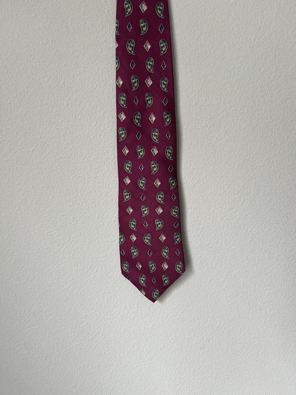 Burberry Vintage Burberrys of London Tie Burgundy & Geometric Print Size ONE SIZE - 3 Thumbnail