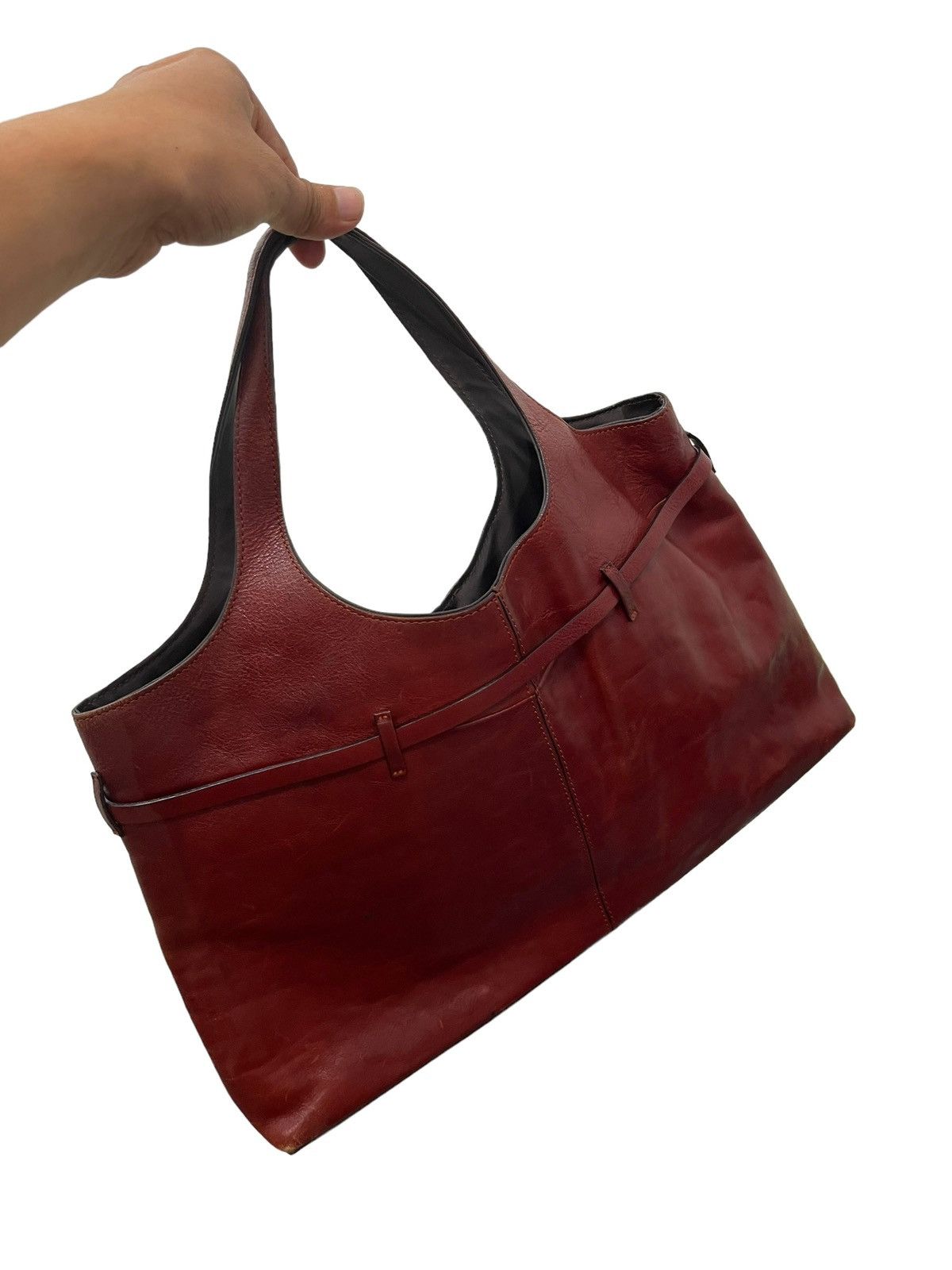 Genuine Leather Full Leather Patina Vtg Francesco Biasia Tote Bag 2🟩 Size ONE SIZE - 4 Thumbnail