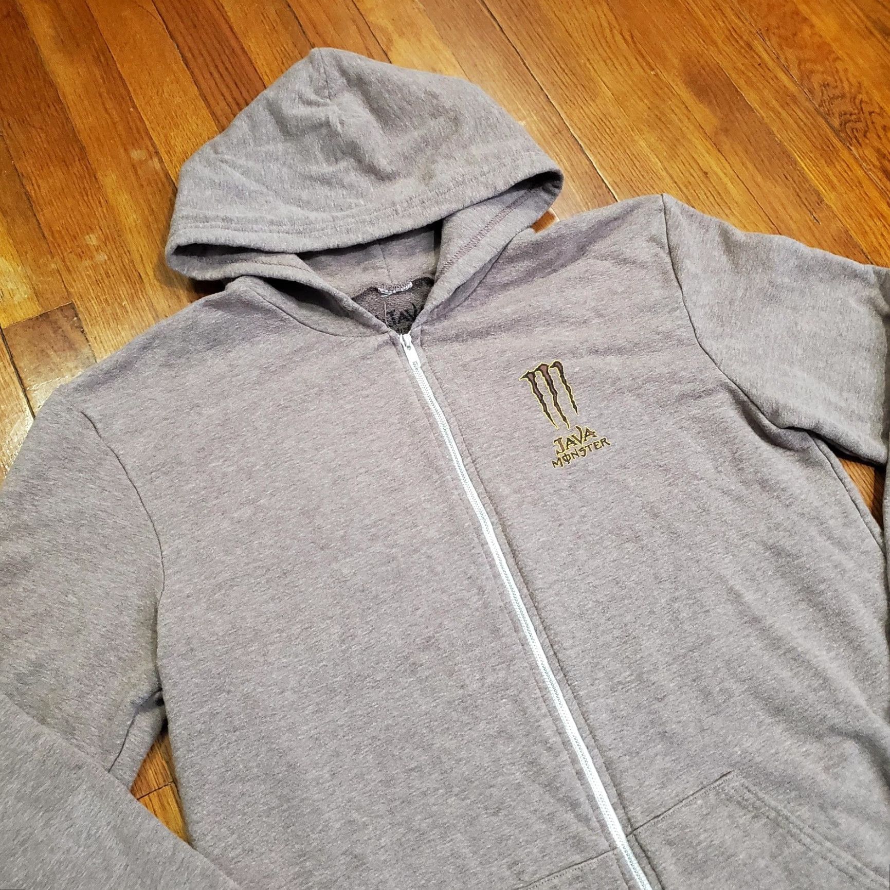 Vintage Java Monster Hoodie Mens 3XL Brown Full Zip Logo Embroidered Sweatshirt Size US XXL / EU 58 / 5 - 4 Thumbnail