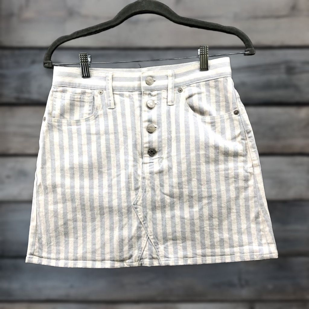 Madewell VINTAGE Madewell Women’s Denim Mini Skirt A-Line Stretch Size 26 Blue White Casual Size 26" / US 2 / IT 38 - 1 Thumbnail