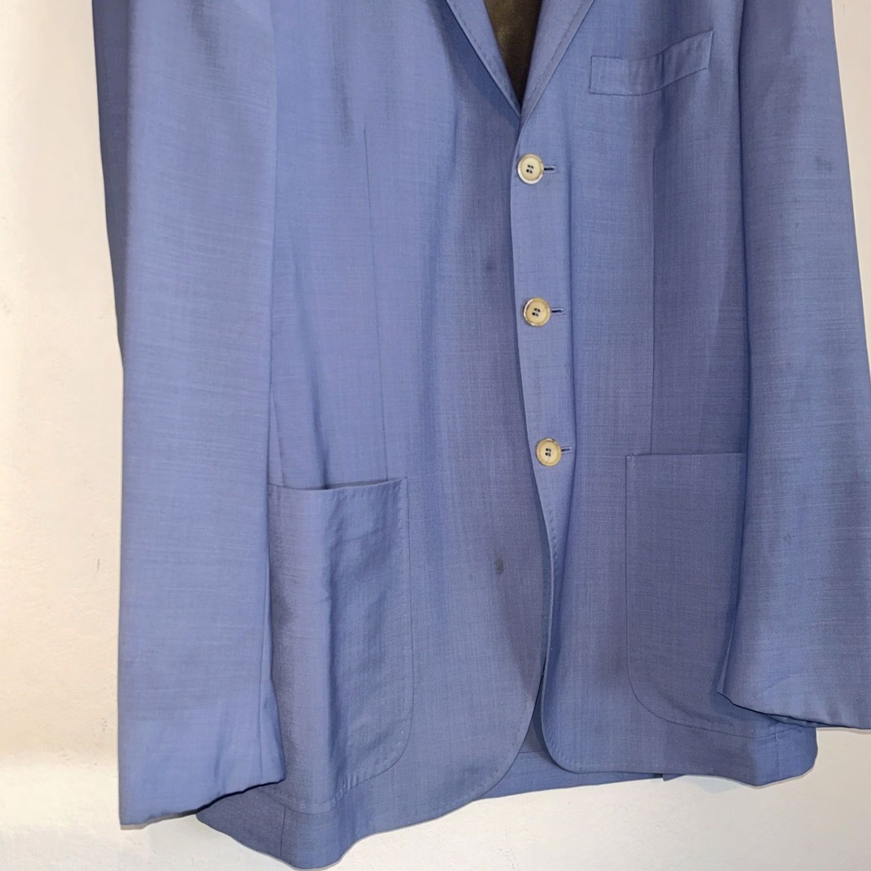 Vintage GINO SARTORE Blazer Jacket Wool Solid Sky Blue Single-Breasted Button-Down Wool Lining Regular Men EUC 52 Size 52 Gray Vintage No Size 52R - 3 Thumbnail