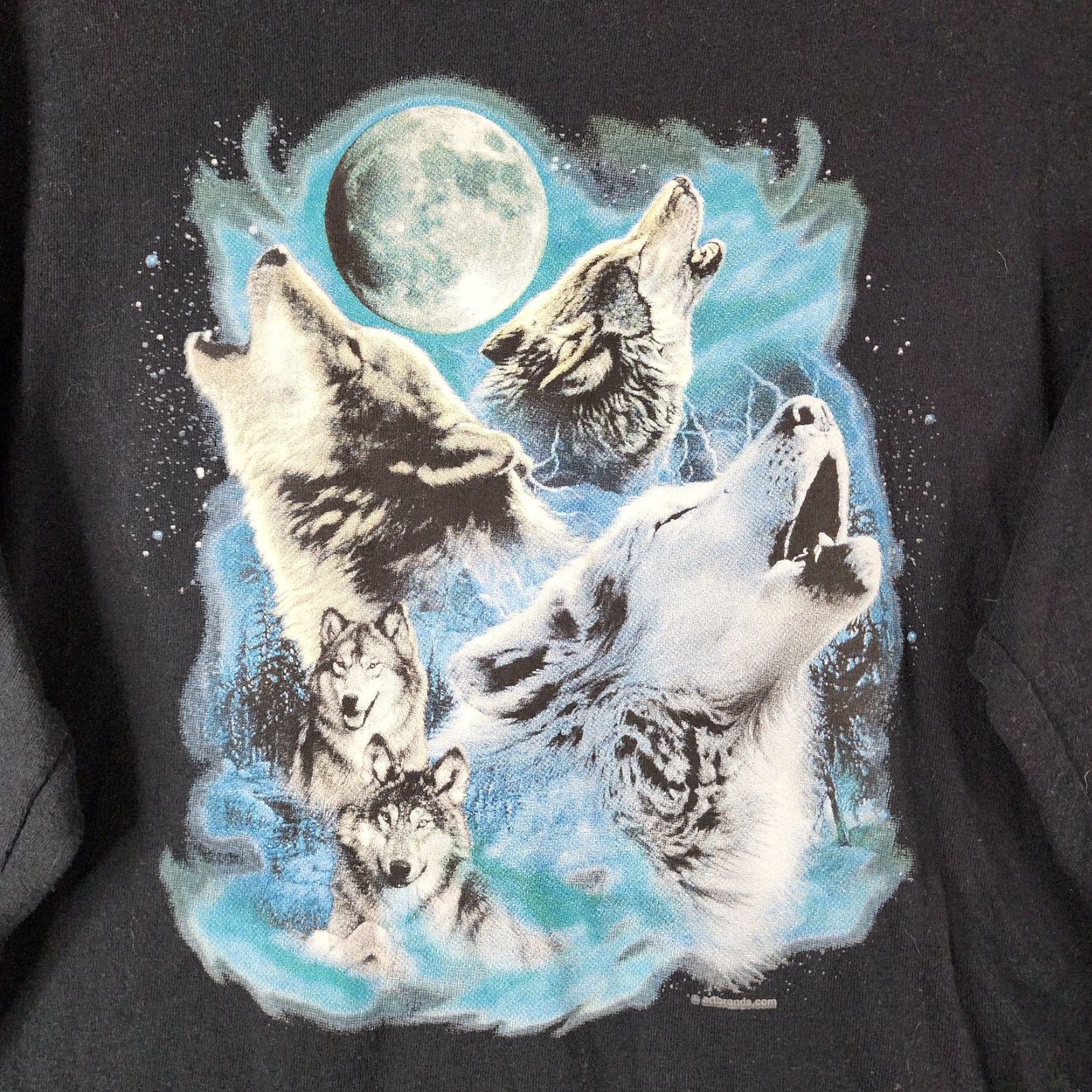 Port & Company VINTAGE Port & Company Black Long Sleeve T-Shirt Wolves Howling at Moon Adult Medium Size US M / EU 48-50 / 2 - 3 Thumbnail
