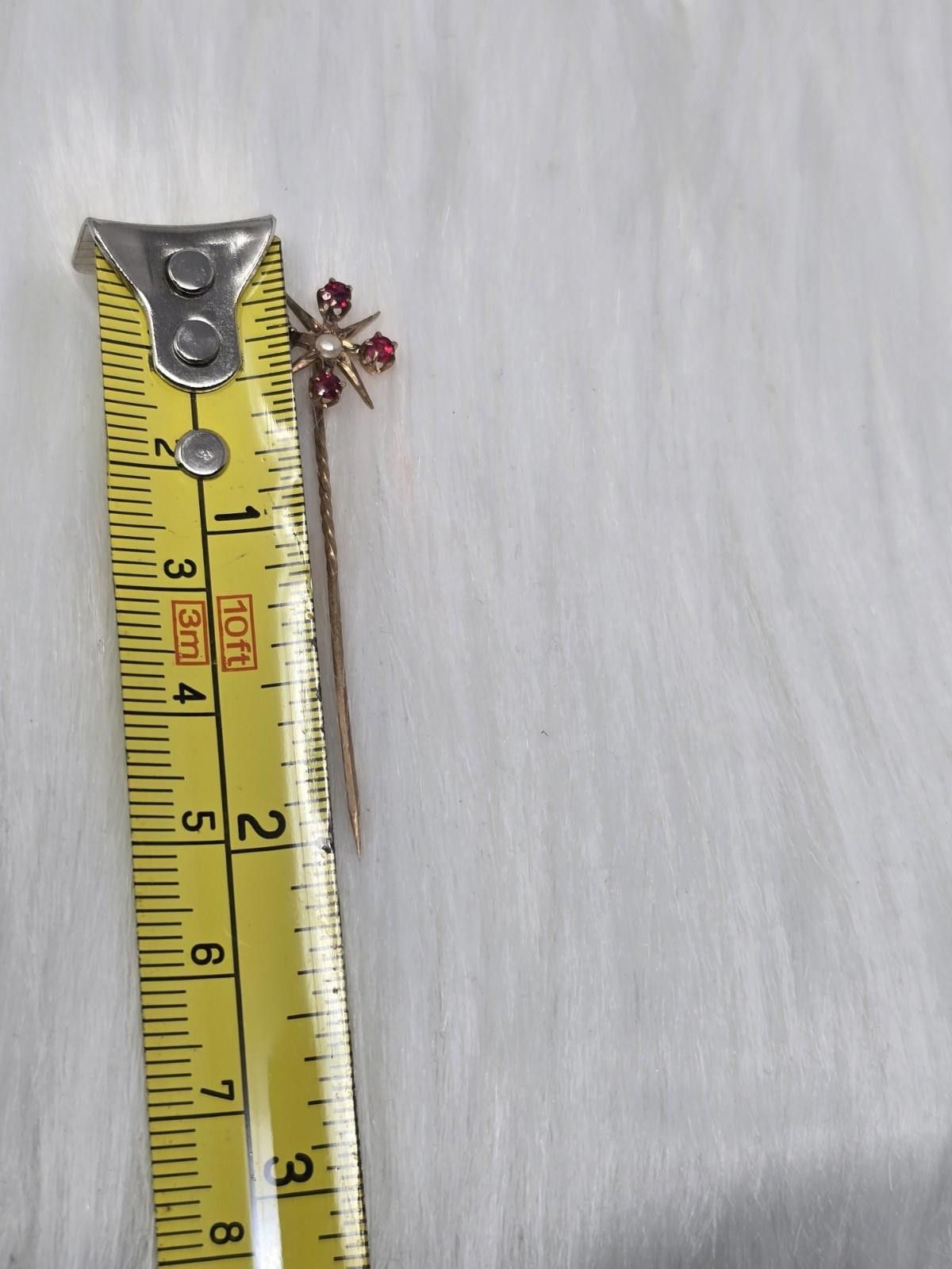 Antique Rivet Antique 14K Gold Ruby Pearl Star Stickpin 1g Size ONE SIZE - 2 Thumbnail