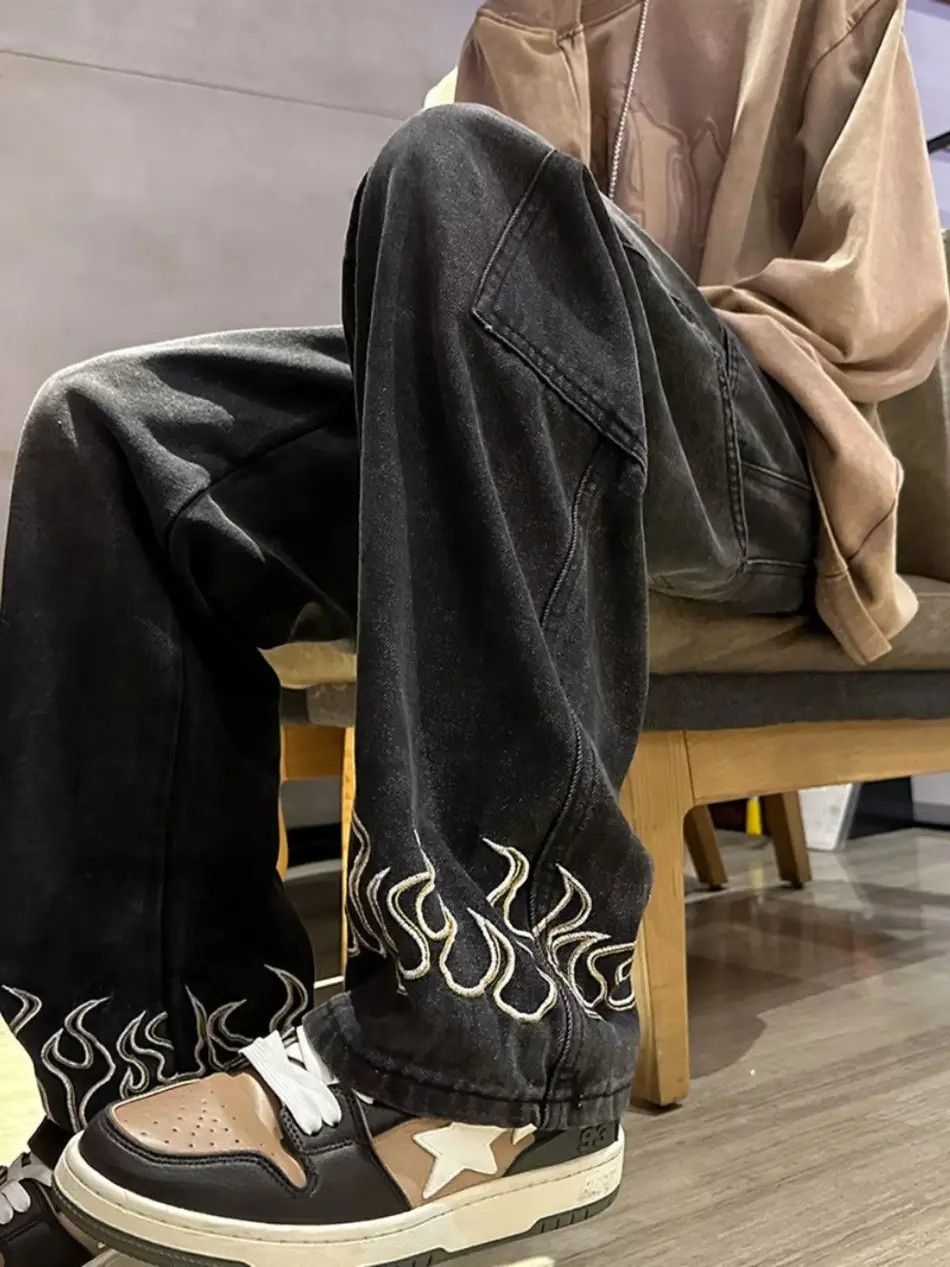 Japanese Brand × Jean Retro loose straight leg embroidered jeans Size US 32 / EU 48 - 2 Thumbnail
