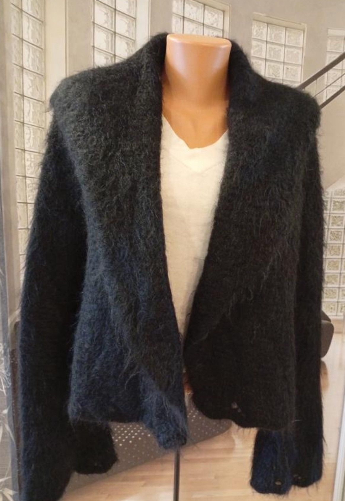 Hermes Rare Vintage 1990s Hermes Mohair Black Jacket Size S / US 4 / IT 40 - 2 Thumbnail