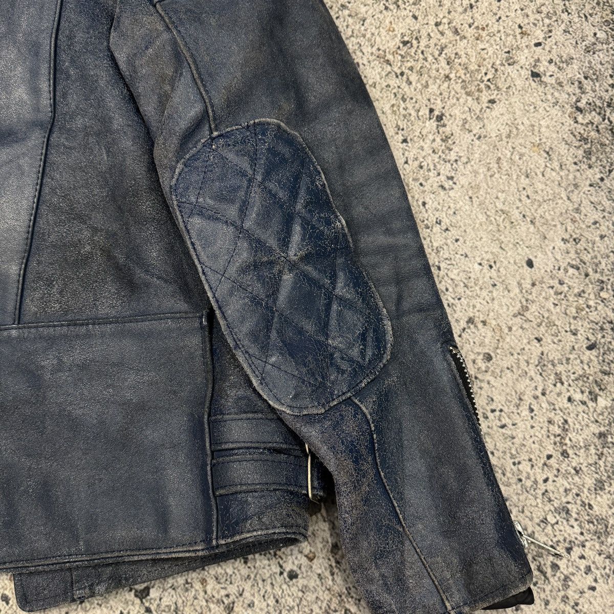 Vintage Faded Washed Blue Leather Moto Zip Jacket ERD Grunge Biker Size US L / EU 52-54 / 3 - 18 Thumbnail
