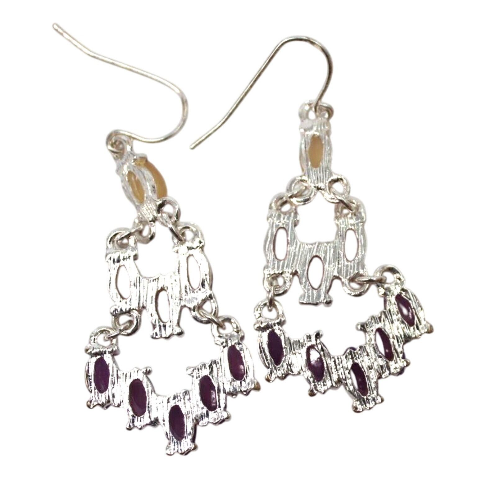 Other Yellow Purple Plastic Marquis Cut Dangle Earrings • 2" Drop Size ONE SIZE - 2 Thumbnail