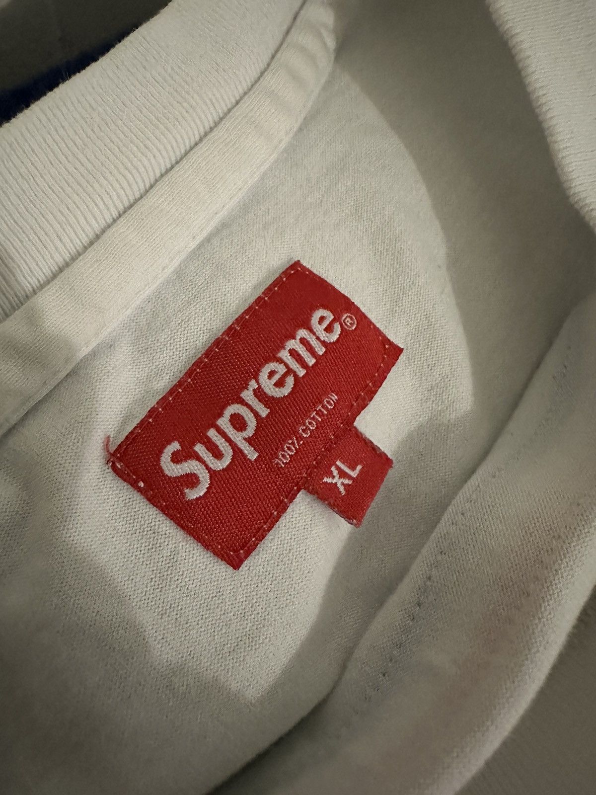 Image of Supreme Long Sleeve Striped in White, Men's (Size XL)