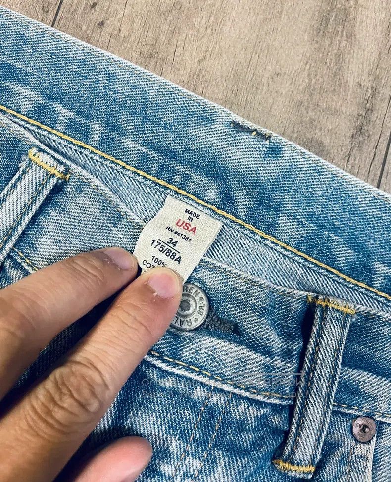 RRL Ralph Lauren RRL Ralph Lauren Light colored denim is worn out, washed a Size US 34 / EU 50 - 3 Thumbnail