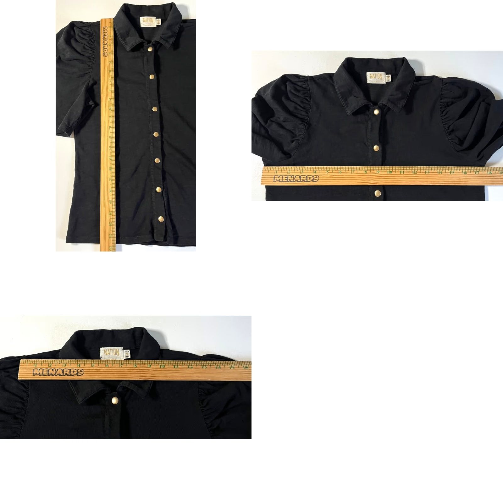 Nation LTD Nation Ltd Los Angeles Ennis Workshirt Blouse S Black Puff Sleeve Snap Front Women’s Size S / US 4 / IT 40 - 10 Thumbnail
