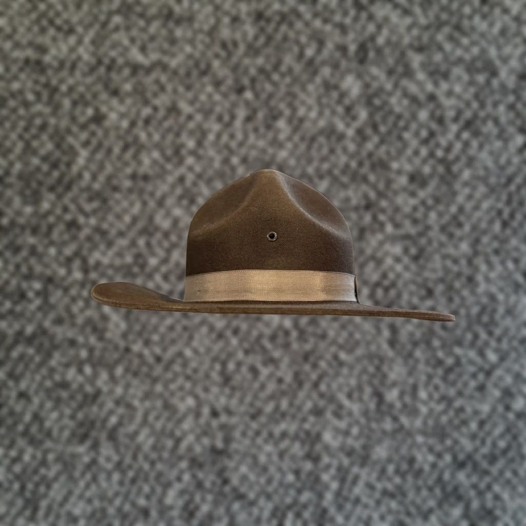 FELT VINTAGE Stratton Self Forming Drill Sergeant Instructor Wool Felt Hat 7 USA Boys? Size ONE SIZE - 1 Thumbnail