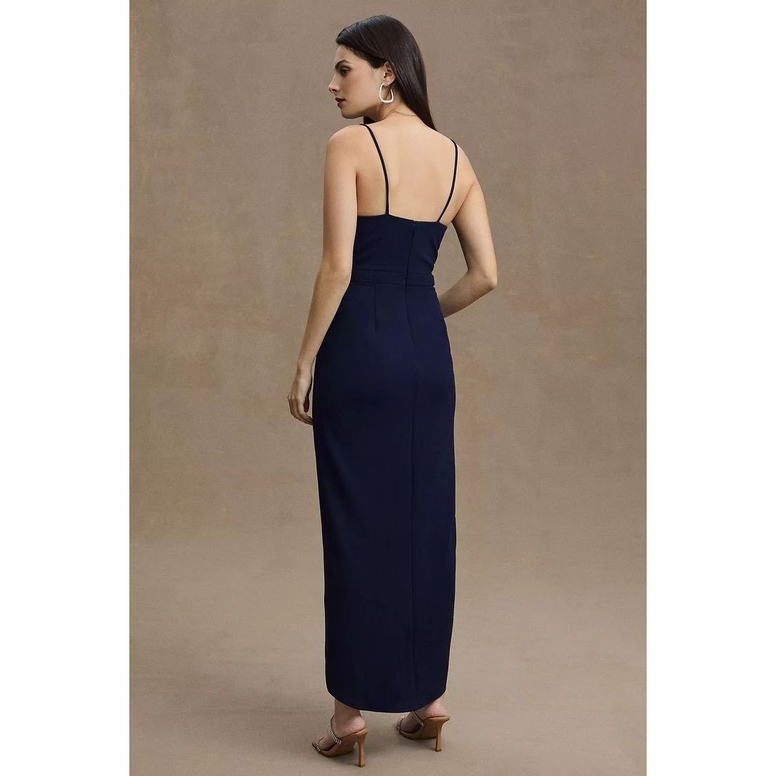 Anthropologie New BHLDN Lyra V-Neck Faux-Wrap Stretch Crepe Midi Dress Size M / US 6-8 / IT 42-44 - 4 Thumbnail