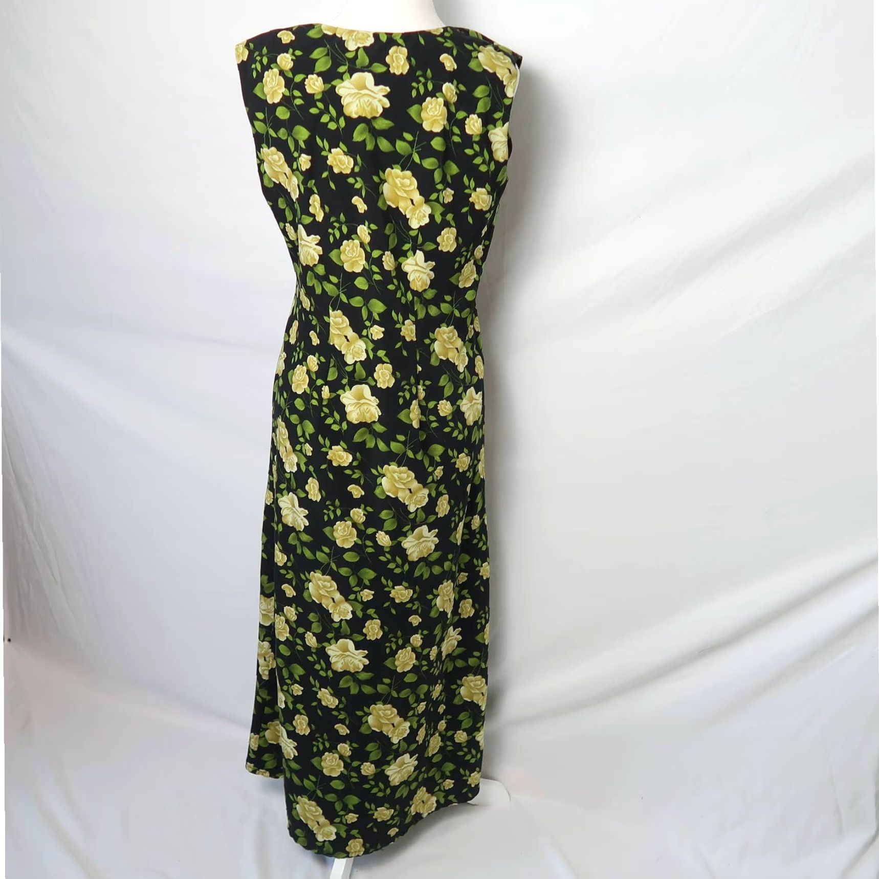 Vintage VINTAGE Maxi Dress M 1990s Bohemian Black Yellow Floral Rose Dress Girls Size M / US 6-8 / IT 42-44 - 4 Thumbnail