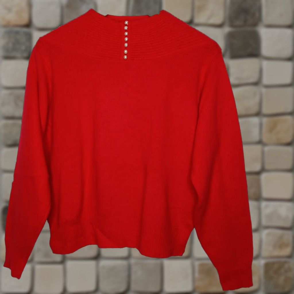 Vintage VINTAGE Carraige Court Sweater Women Medium Red Angora Lambswool Blend Knit Pullover style Classic 90s? Size M / US 6-8 / IT 42-44 - 1 Thumbnail