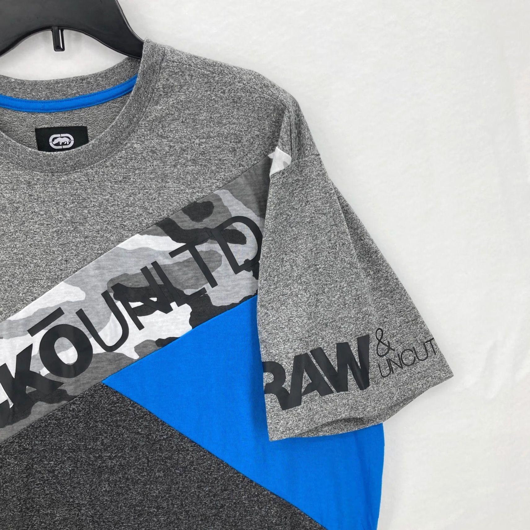 Ecko Unltd. Ecko Unltd Tee Mens XL Gray Blue Camo RAW Uncut Graphic Athletic Urban Y2K Size US XL / EU 56 / 4 - 2 Thumbnail