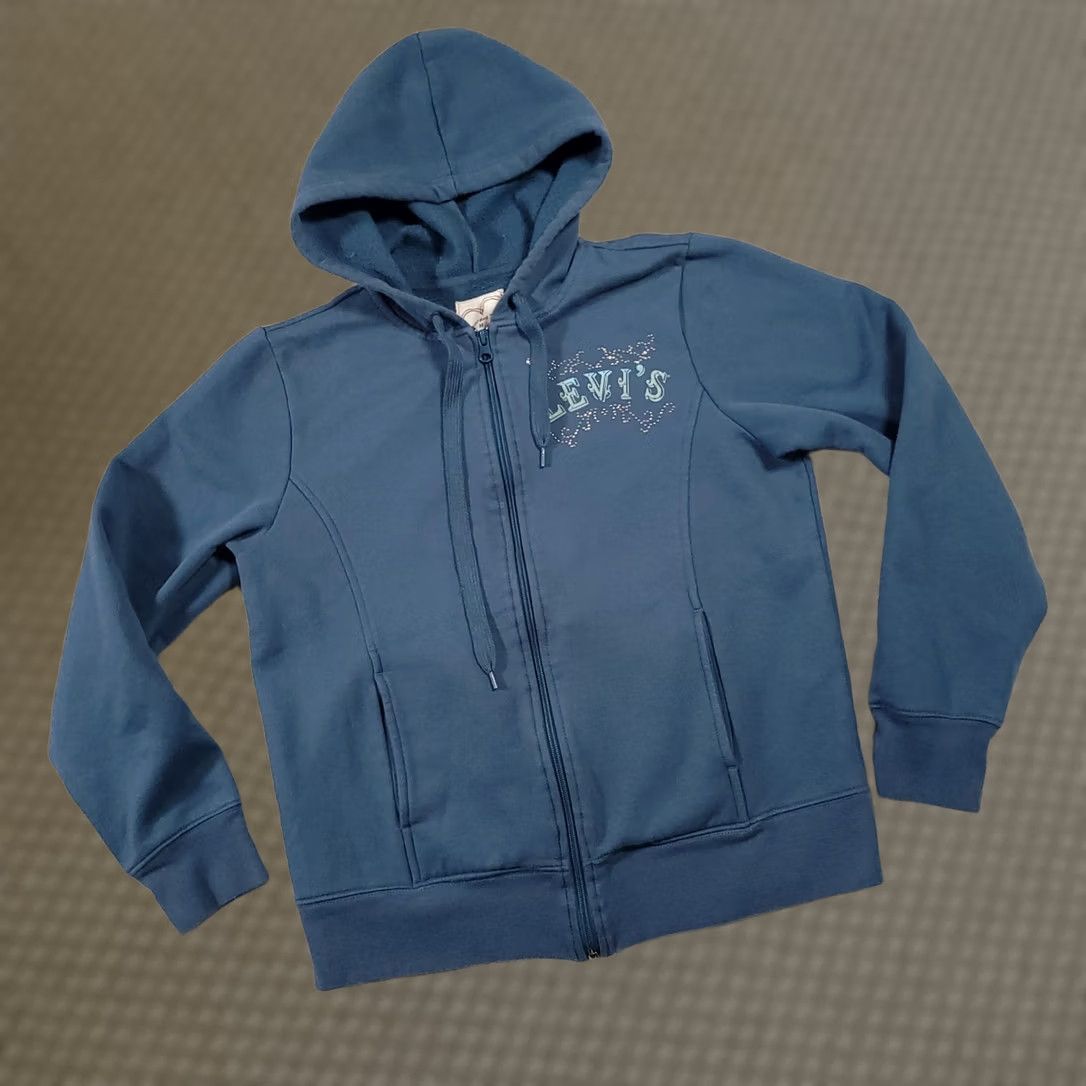 Levi's Levi's Hoodie Full Zip Sweatshirt Jacket Women's Medium Blue Studded Casual Size M / US 6-8 / IT 42-44 - 1 Thumbnail