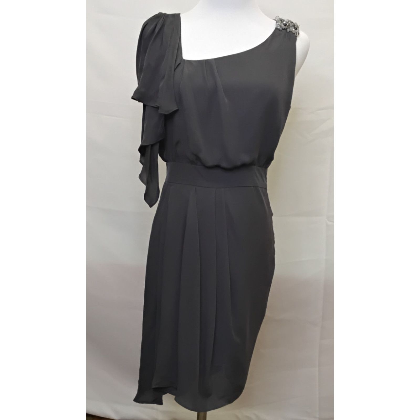 Other Cynthia Steffe Silk Dress Women's 4 Gray Asymmetric Bead NWT Size S / US 4 / IT 40 - 2 Thumbnail
