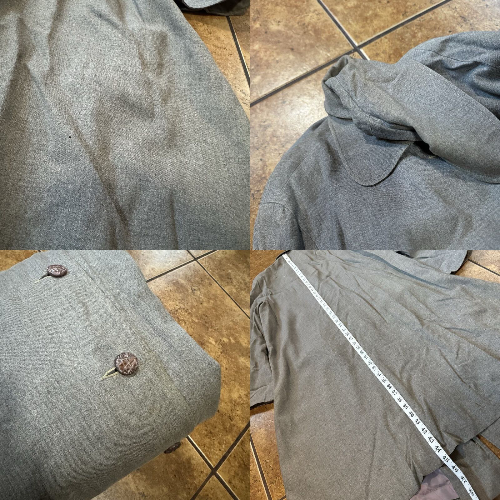Vintage VTG 1950s Wool Duster Coat Jacket Grey Rockabilly Bonar Custom Tailor of Denver SMALL Mens Size US S / EU 44-46 / 1 - 8 Thumbnail