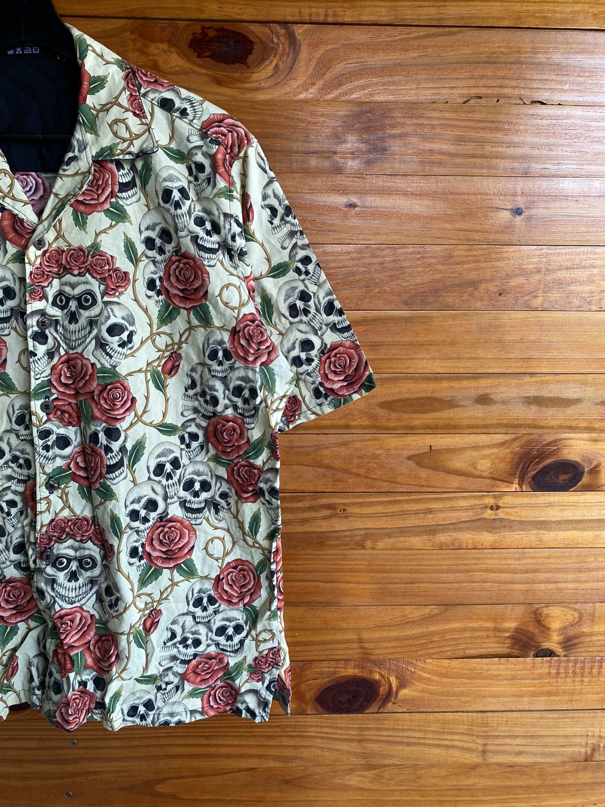 Vintage Rafflesia Designs Skull & Rose Print Shirt – Handmade Gothic Size US L / EU 52-54 / 3 - 6 Thumbnail
