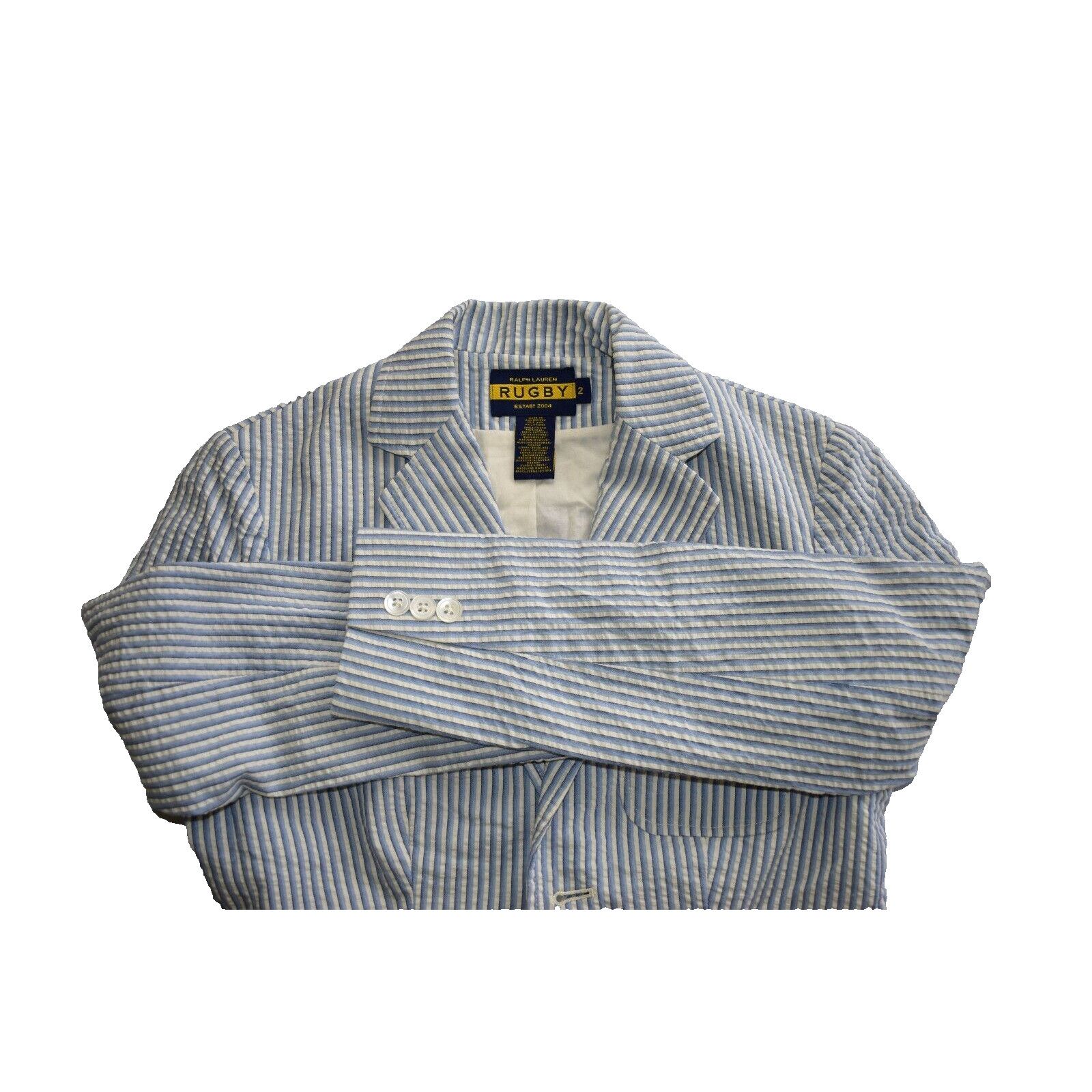 Ralph Lauren RALPH LAUREN RUGBY Blu Striped Cotton Two Button Blazer Sz 2 Size XS / US 0-2 / IT 36-38 - 6 Thumbnail