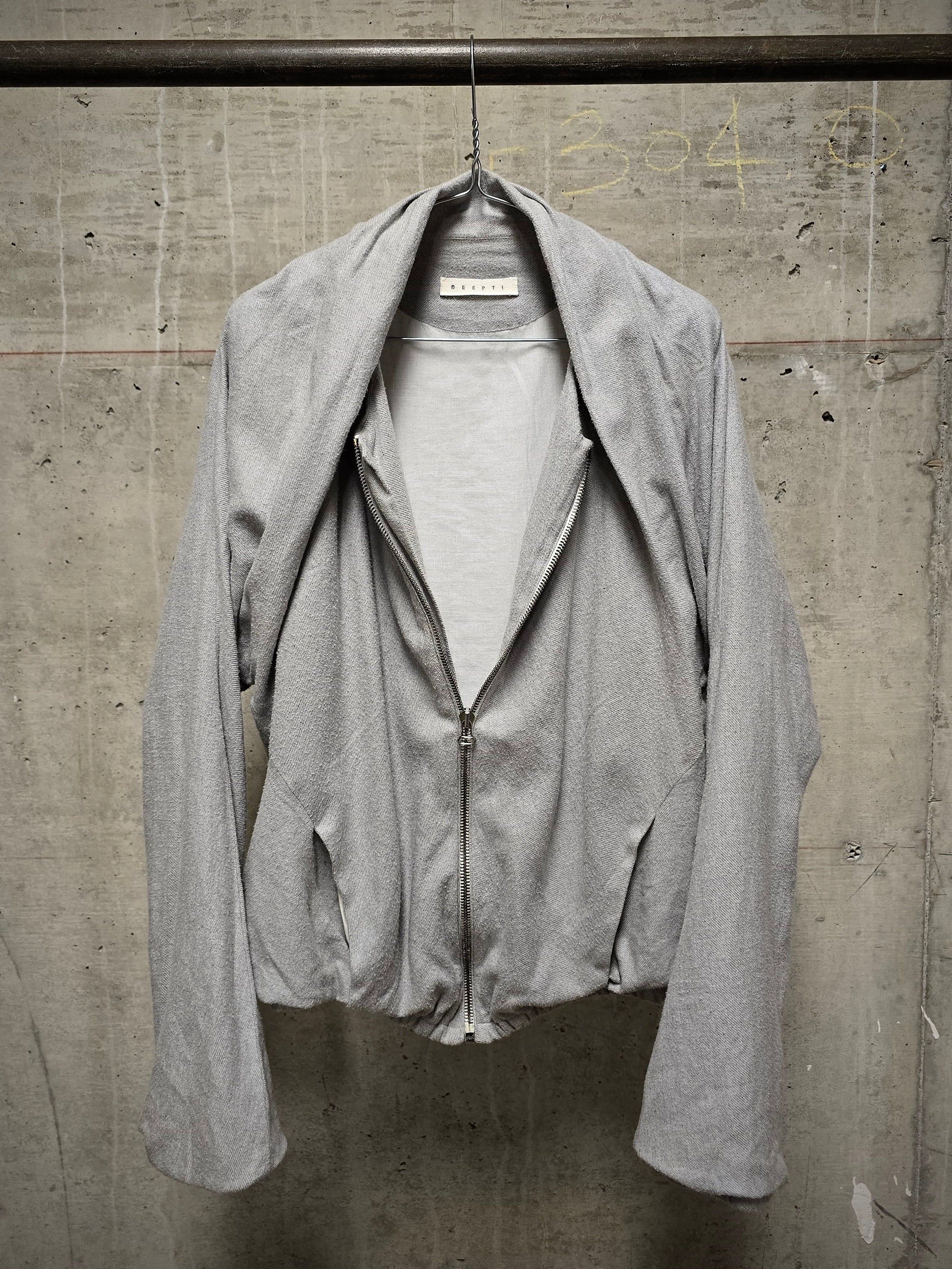 Deepti Deepti Light Grey Cotton Cocoon Bomber Jacket Size M / US 6-8 / IT 42-44 - 6 Thumbnail