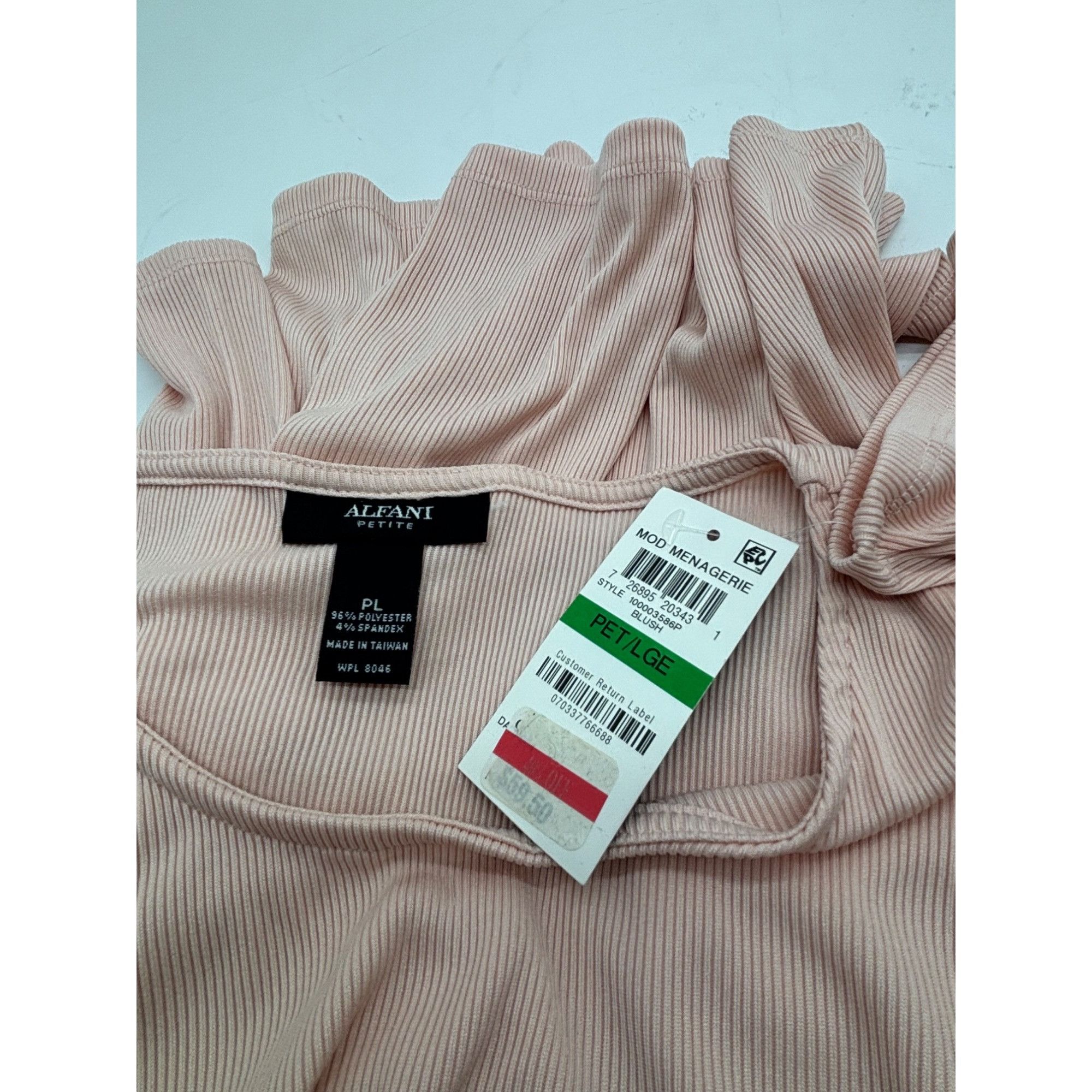 Alfani Alfani Petite Ribbed Bell-Sleeve Top, Blush, PL Size ONE SIZE - 7 Thumbnail