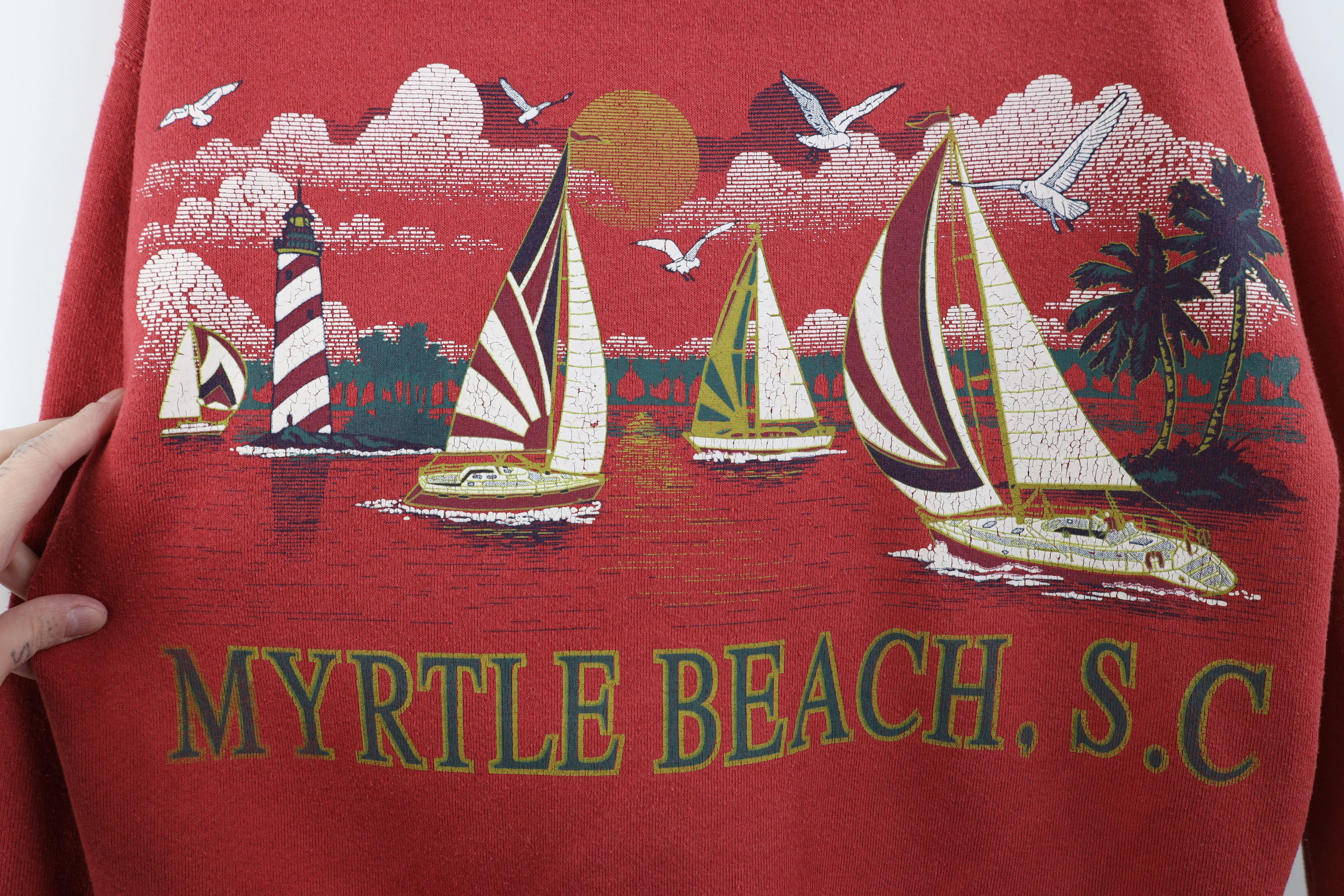 Vintage Vintage 90s Myrtle Beach Sailboat Sailing Print Sweatshirt Size XL / US 12-14 / IT 48-50 - 4 Thumbnail