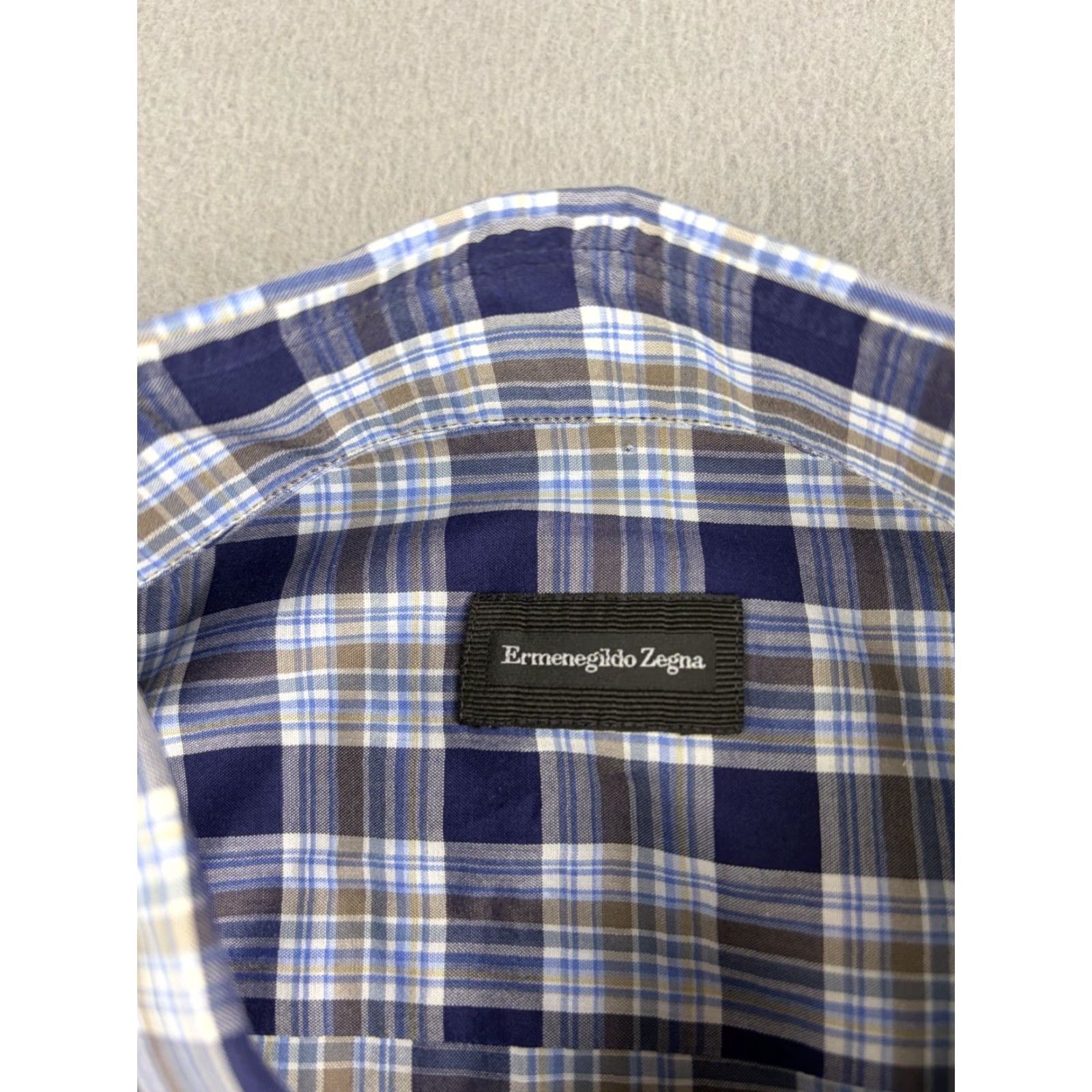 Ermenegildo Zegna Ermenegildo Zegna Shirt Mens XL Blue Plaid Long Sleeve Button Down Casual Size US XL / EU 56 / 4 - 3 Thumbnail