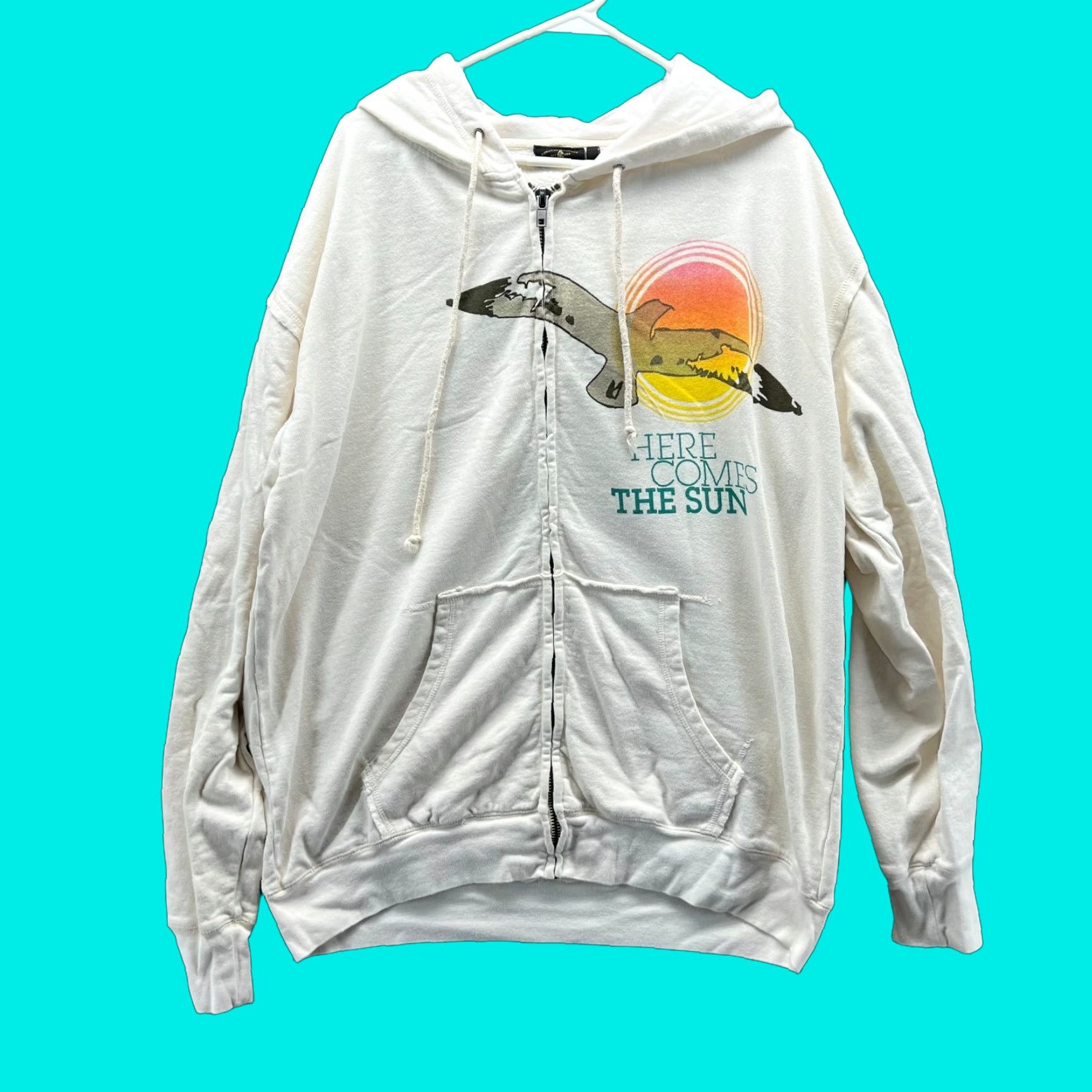 Hereu Christian Audigier Hoodie Mens XL Beige Full Zip Crew Neck Long Sleeve Here Comes The Sun Vintage: No Pattern: Solid Gift: No Size US XL / EU 56 / 4 - 1 Thumbnail