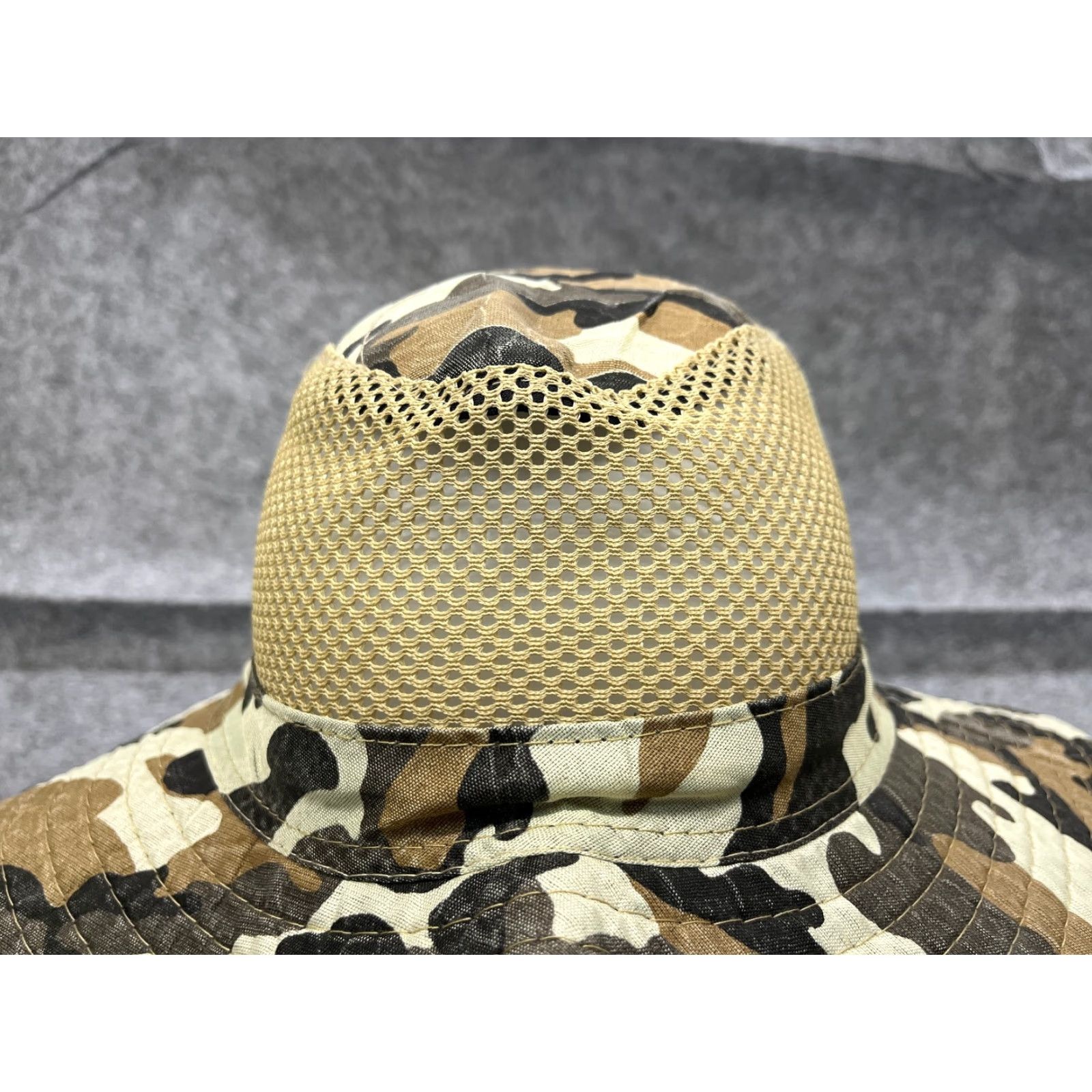 Vintage Camouflage Boonie Hat Adult One Size Beige Camo Polyester Fish Hike Camp Size ONE SIZE - 2 Thumbnail