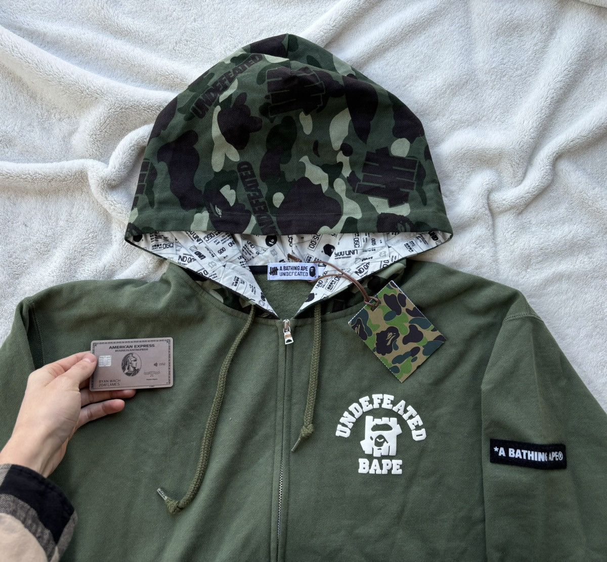 Band Tees × Undefeated Bape x Undefeated Army Green Hoodie Size US XL / EU 56 / 4 - 4 Thumbnail