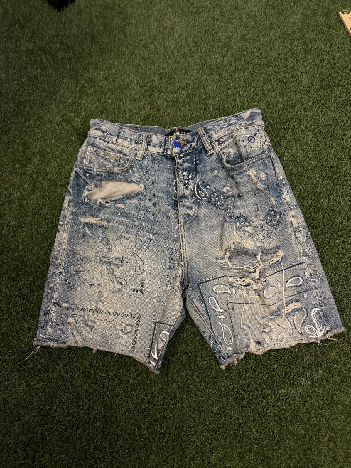 Amiri Amiri Bandanna Blue Jean Shorts Size 29 Clean 🧼 | Grailed