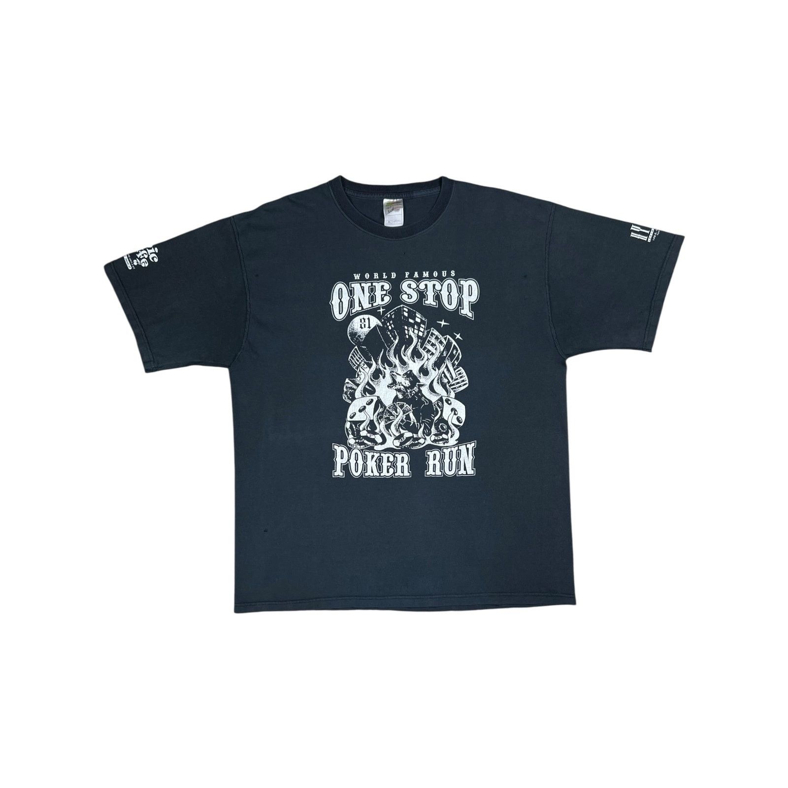Fruit Of The Loom × Vintage Vintage Vaudeville One Stop Poker Run outlaw biker faded tee Size US XL / EU 56 / 4 - 1 Thumbnail