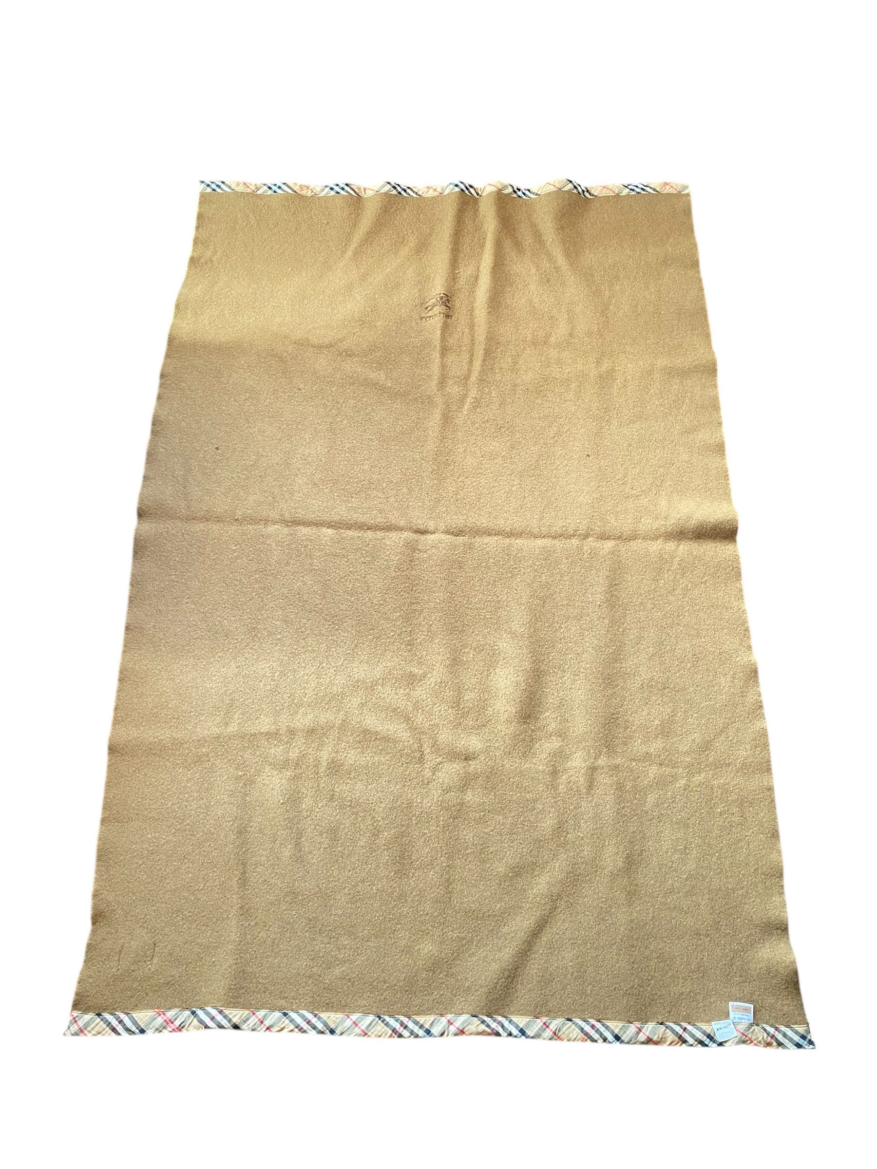 Burberry × Designer 90s Burberrys embroidered logo nova check trim wool blanket Size ONE SIZE - 2 Thumbnail