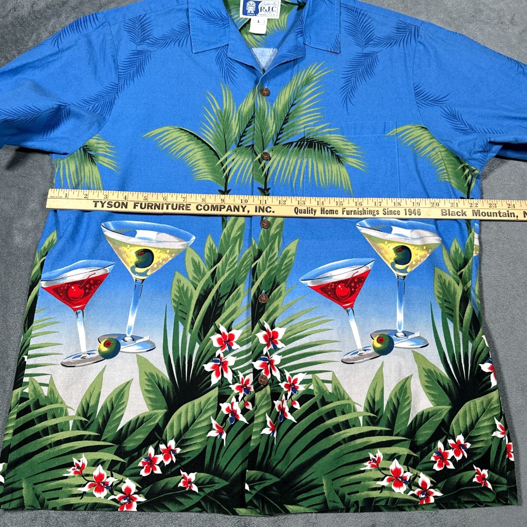 Vintage Vintage Hawaiian Shirt Mens Large Blue Floral Martini Cosmopolitan Single Stitch Size US XXL / EU 58 / 5 - 6 Thumbnail